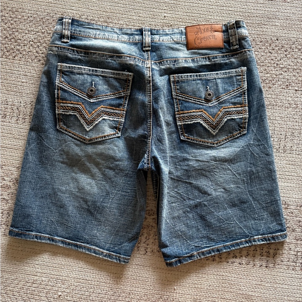 Crazy Embroidered Y2K Jorts, Axe & Crown.